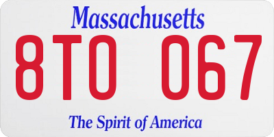 MA license plate 8TO067