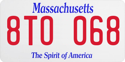 MA license plate 8TO068