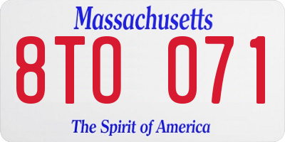 MA license plate 8TO071