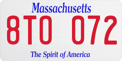 MA license plate 8TO072