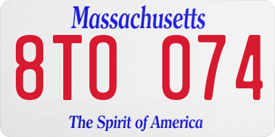MA license plate 8TO074