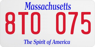 MA license plate 8TO075