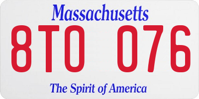MA license plate 8TO076