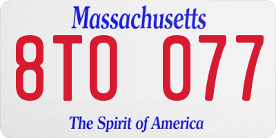 MA license plate 8TO077