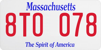 MA license plate 8TO078