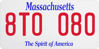 MA license plate 8TO080