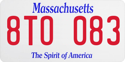 MA license plate 8TO083
