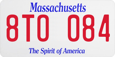 MA license plate 8TO084