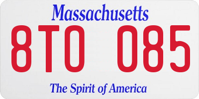 MA license plate 8TO085