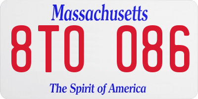 MA license plate 8TO086