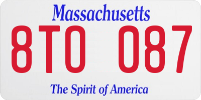 MA license plate 8TO087