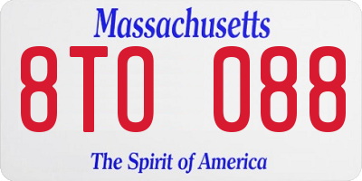 MA license plate 8TO088