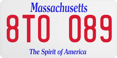 MA license plate 8TO089