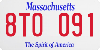MA license plate 8TO091