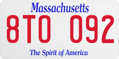 MA license plate 8TO092