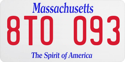 MA license plate 8TO093