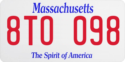 MA license plate 8TO098