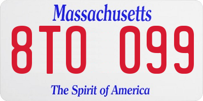 MA license plate 8TO099