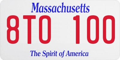MA license plate 8TO100