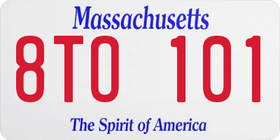 MA license plate 8TO101