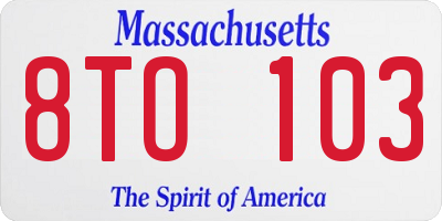 MA license plate 8TO103