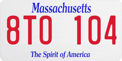 MA license plate 8TO104