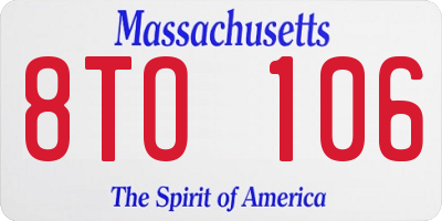 MA license plate 8TO106