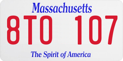 MA license plate 8TO107