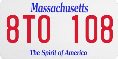 MA license plate 8TO108