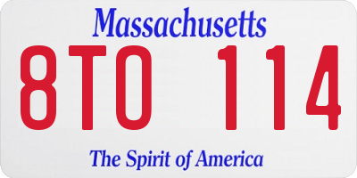 MA license plate 8TO114