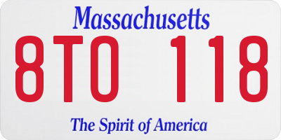 MA license plate 8TO118