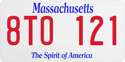 MA license plate 8TO121