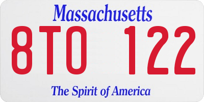 MA license plate 8TO122