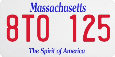 MA license plate 8TO125