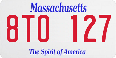 MA license plate 8TO127