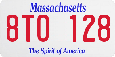 MA license plate 8TO128