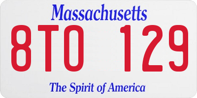 MA license plate 8TO129