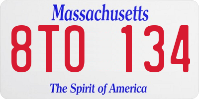 MA license plate 8TO134