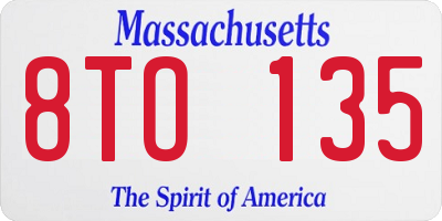 MA license plate 8TO135