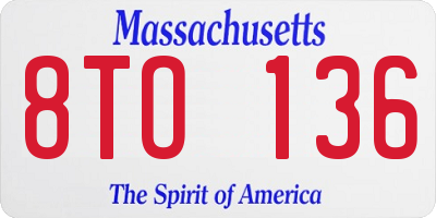 MA license plate 8TO136