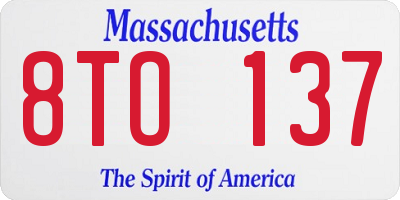 MA license plate 8TO137