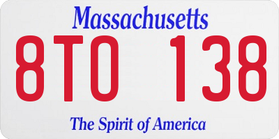 MA license plate 8TO138