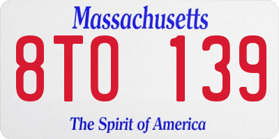MA license plate 8TO139