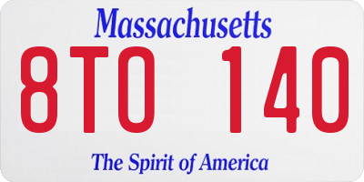 MA license plate 8TO140