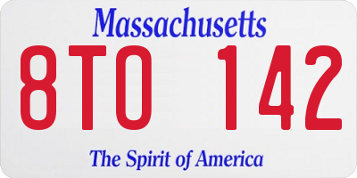 MA license plate 8TO142