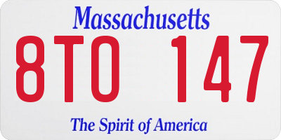 MA license plate 8TO147