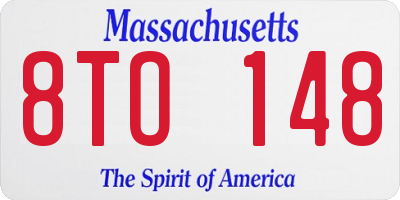 MA license plate 8TO148