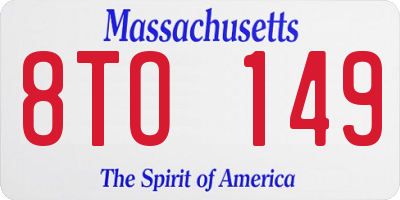 MA license plate 8TO149