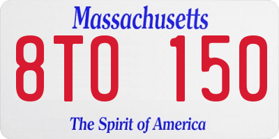 MA license plate 8TO150
