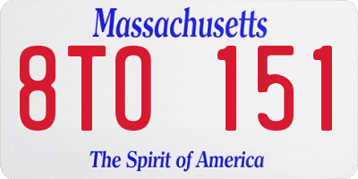 MA license plate 8TO151